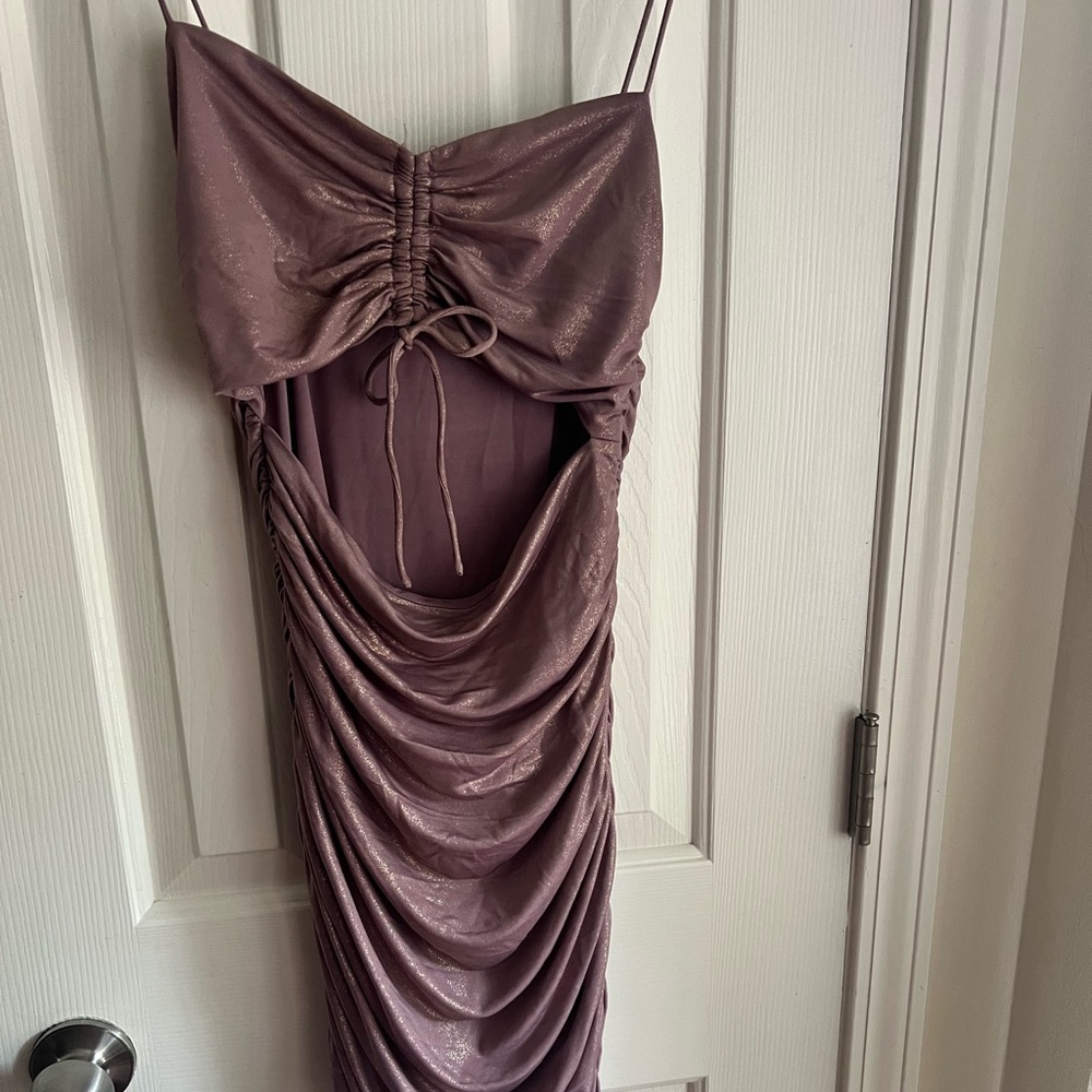Superdown Metallic Mauve Rouched Dress